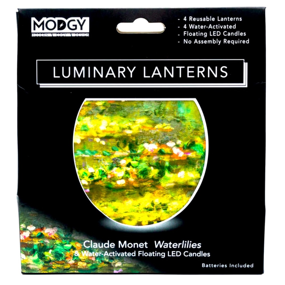 MODGY LUMINARY LANTERNS - CLAUDE MONET WAYERLILIES DESIGN - PACK OF FOUR